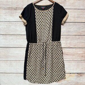 Vince Camuto Women’s Dress Size 8 Black Beige Geometric Short Sleeve Casual